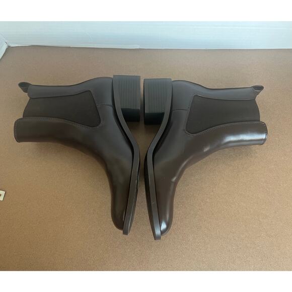 Zara Chelsea Brown Vegan Buckle Detail Round Toe Pull On Ankle Boots Sz 8 - Picture 5 of 12